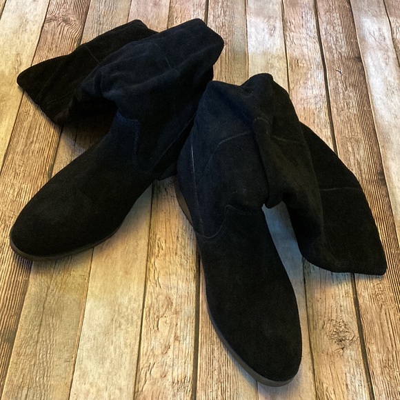 Cougar * Carla 11M black suede upper leather slouch boot pull on 1”- 2” heel - Picture 5 of 8